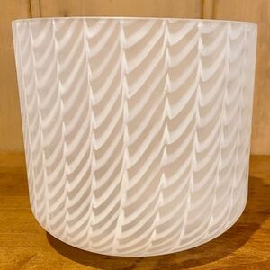 White Latticino Art Glass Bowl. Italian Murano Style Vase. Wedding Gift.